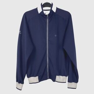 Fairway & Greene Tech Golf‎ Track Jacket Sweater Full Zip Size M Blue Logo
